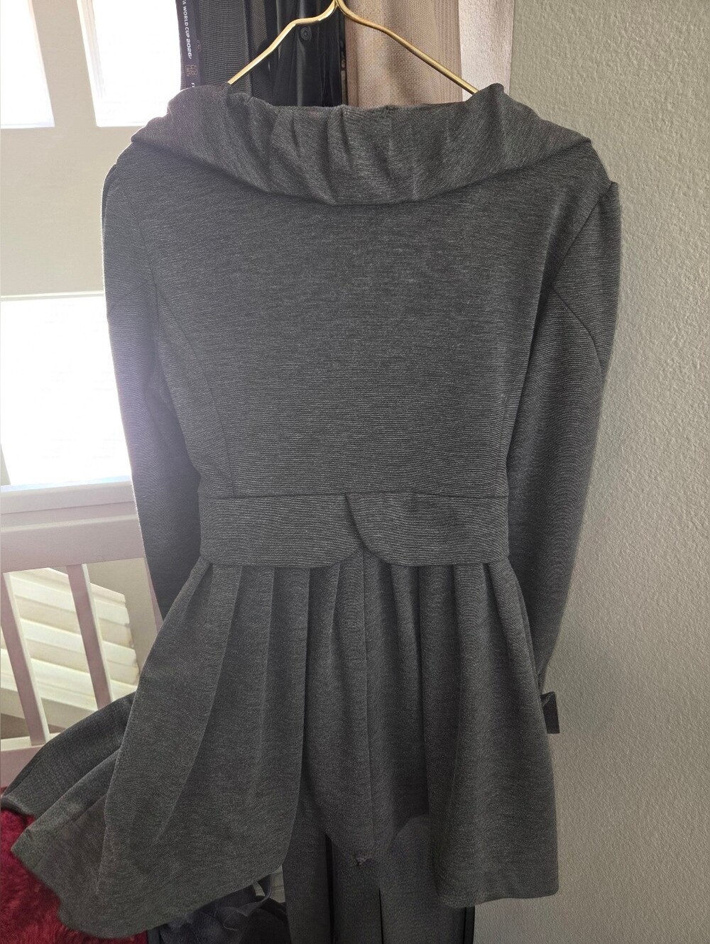 Gray Collared Pea Coat - Picture 2 of 10